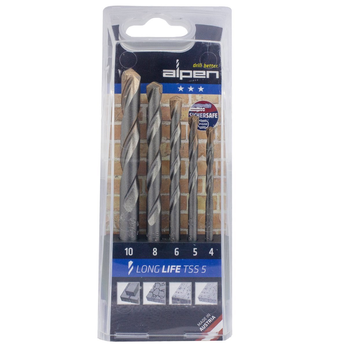 Alternatieve afbeelding voor Alpen Steinbohrer Kassette Long Life 5-teilig