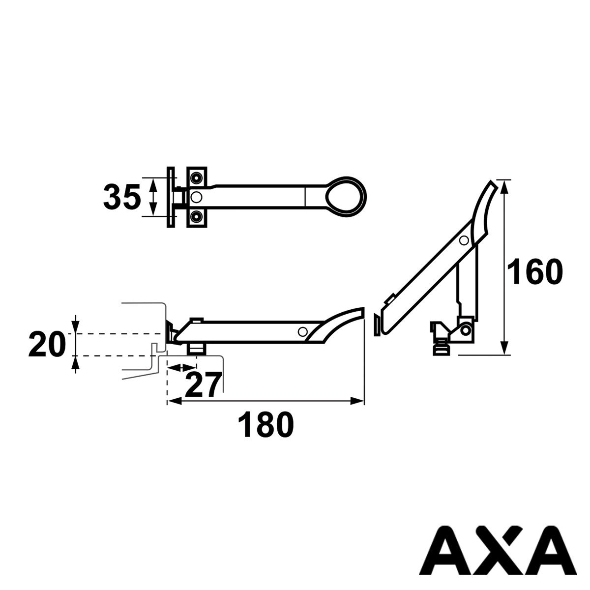 Alternatieve afbeelding voor AXA Fensterfeststeller AXAflex Schwarz