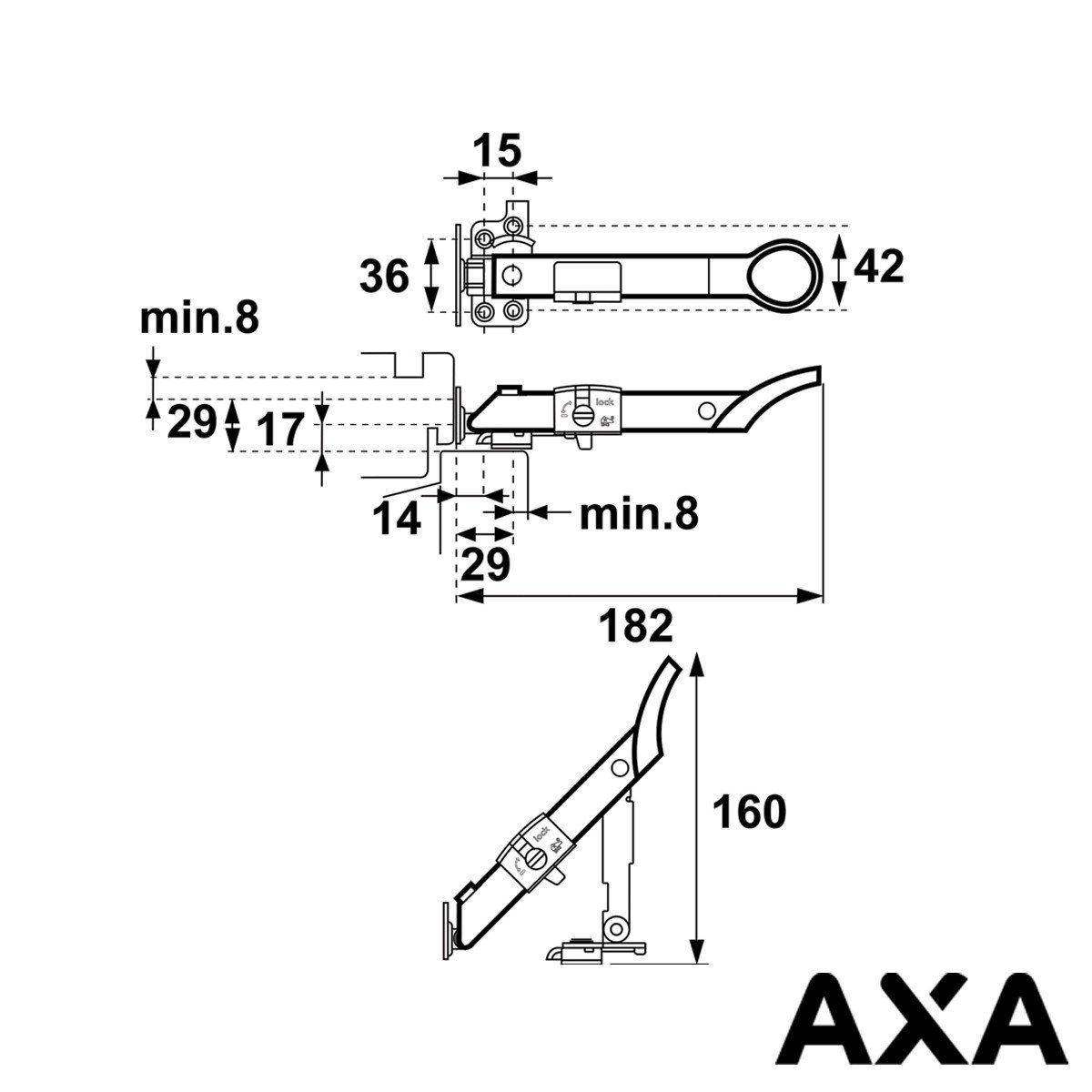 Alternatieve afbeelding voor AXA Fensterfeststeller AXAflex security Alu SKG**