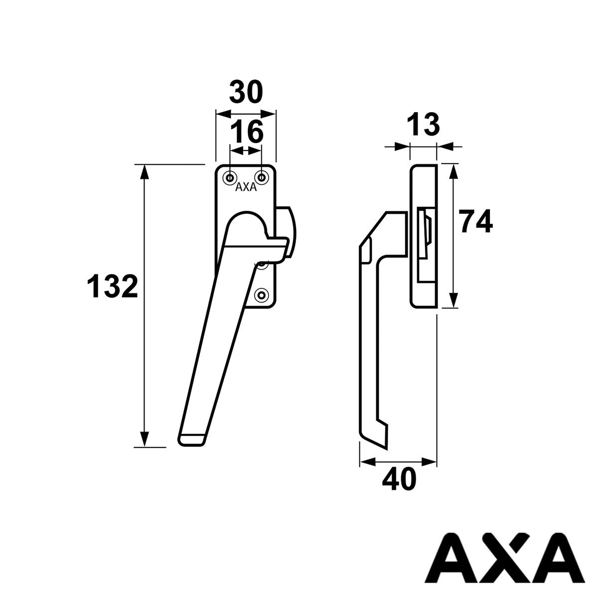 Alternatieve afbeelding voor AXA Fensterverschluß 3302 mit Ventilationsnocke links Weiss