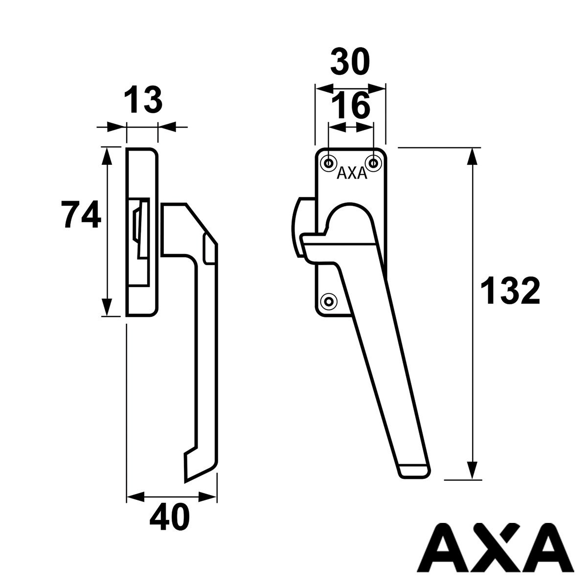 Alternatieve afbeelding voor AXA Fensterverschluß 3302 mit Ventilationsnocke rechts Alu