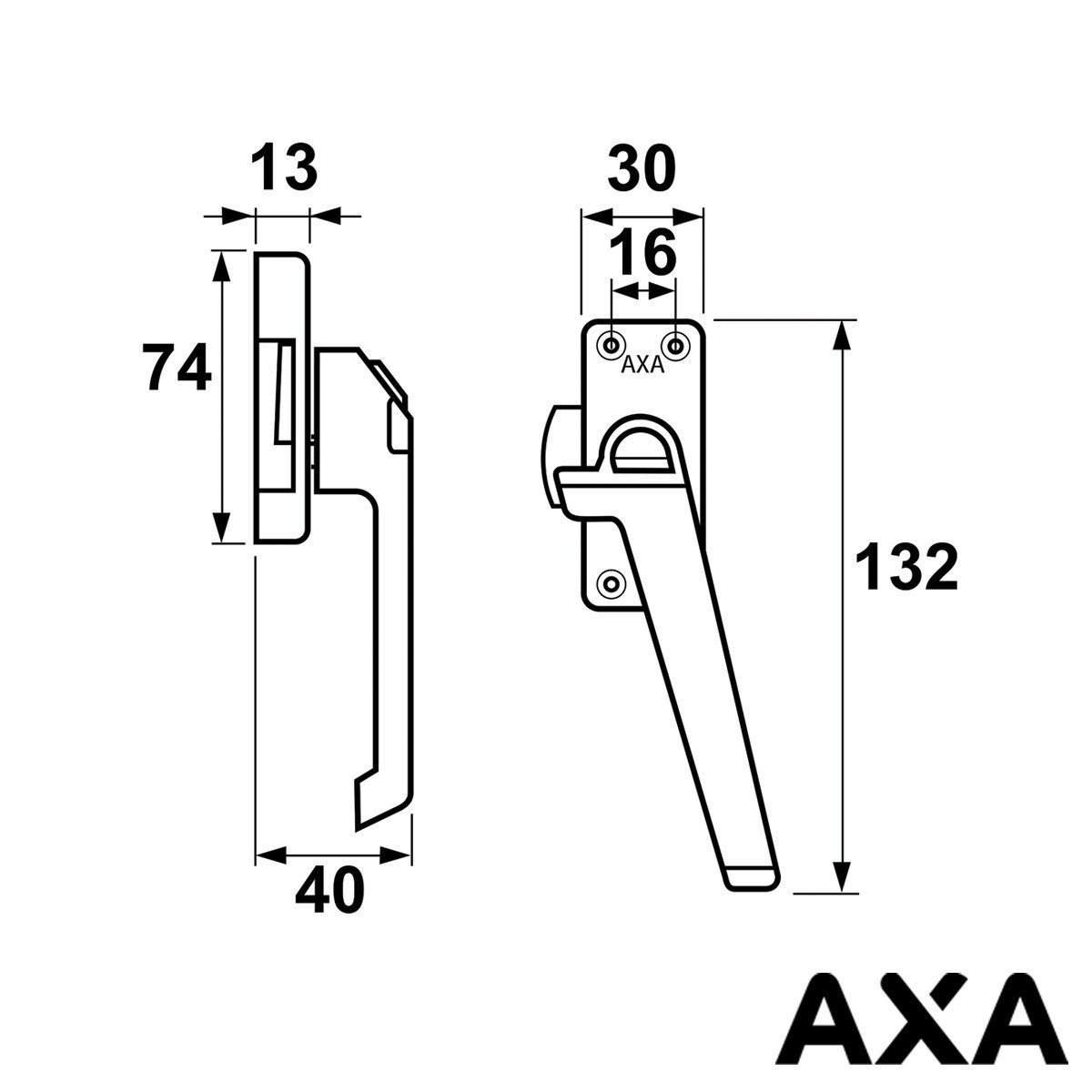 Alternatieve afbeelding voor AXA Fensterverschluß 3308 mit Ventilationsnocke en Druckknopf rechts Schwarz