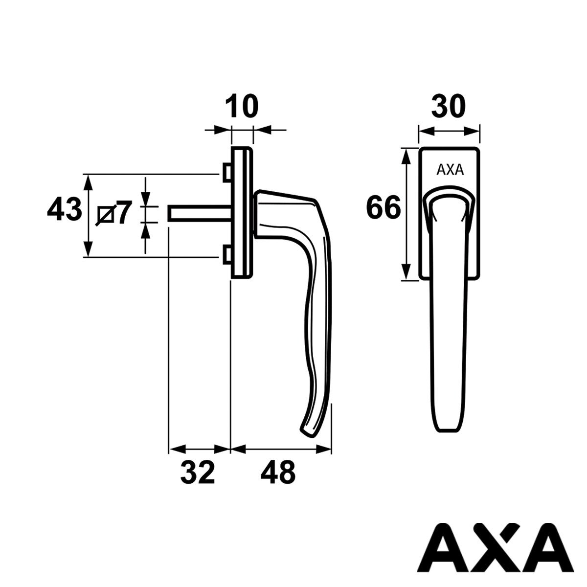 Alternatieve afbeelding voor AXA Fensterverschluß 3351 Dreh-Kipp 7x32mm Alu