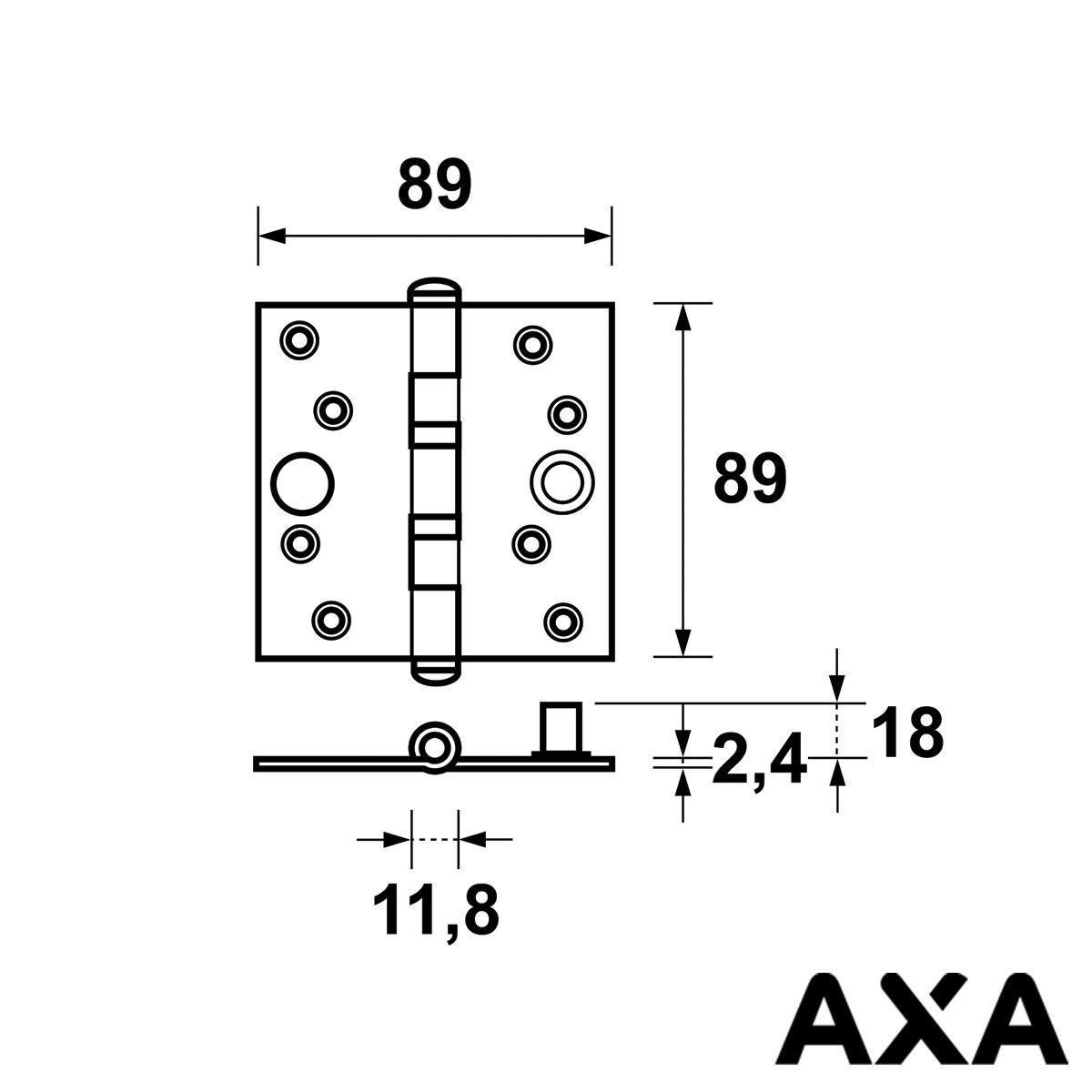 Alternatieve afbeelding voor AXA Sicherheitsscharnier gelagert 89x89mm Stahl SKG***