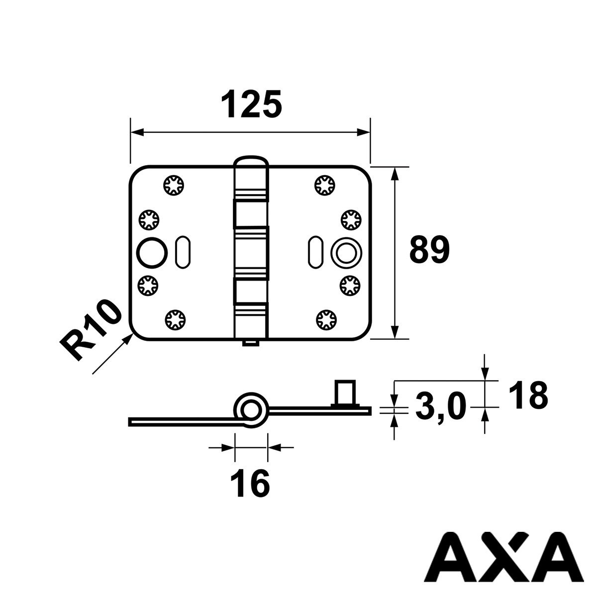 Alternatieve afbeelding voor AXA smart easyfix Sicherheitsscharnier 89x125mm Runde Ecken Stahll SKG***