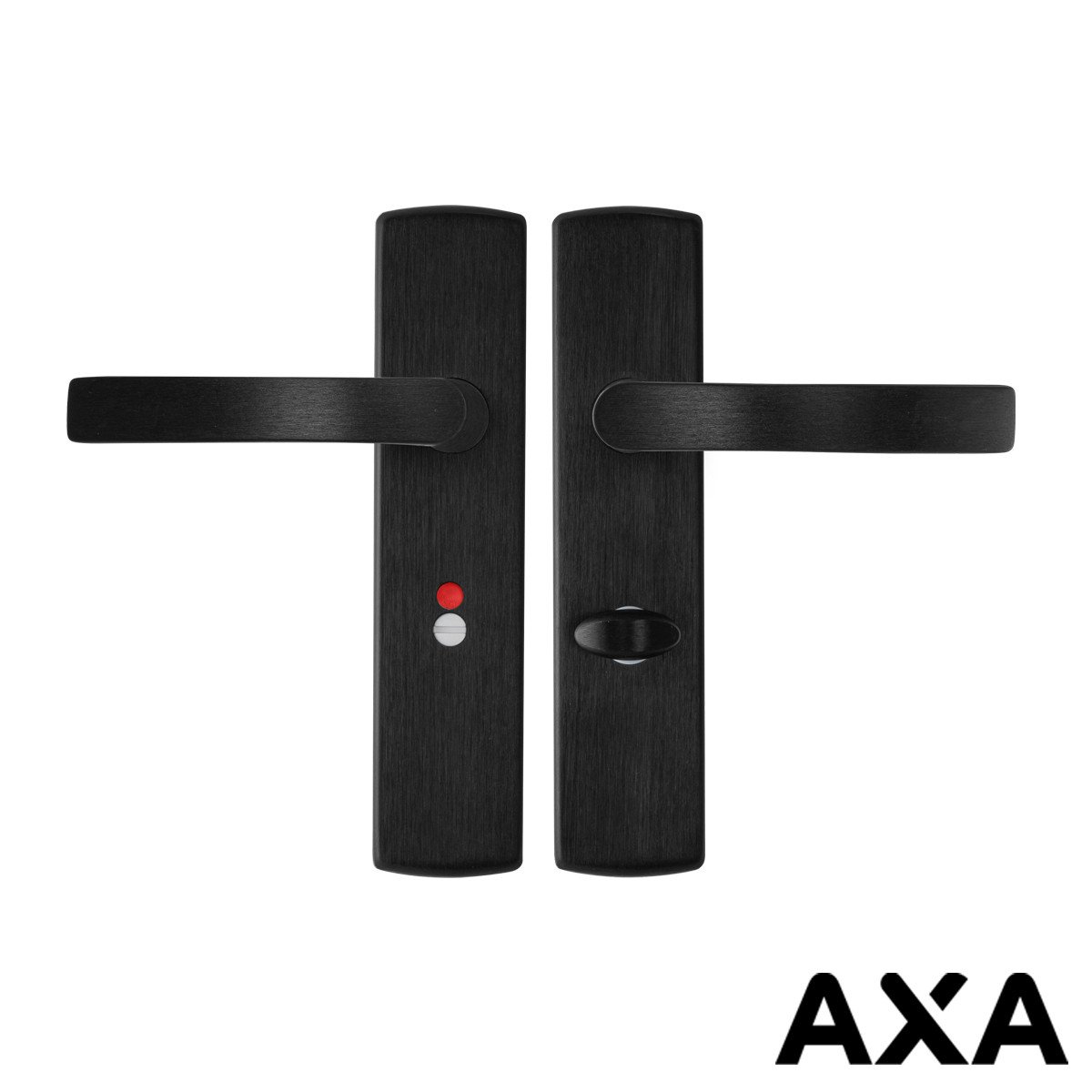 Alternatieve afbeelding voor Beschlag für Innentüren Schwarz AXA auf Schild WC-/ Badezimmer 63/8 luxe