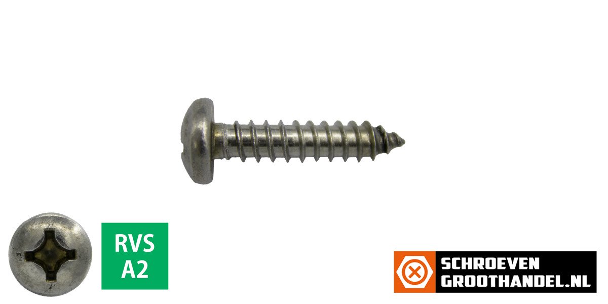 Alternatieve afbeelding voor Blechschrauben Edelstahl A2 3,5x19mm Linsenkopf philips DIN7981 200 Stück