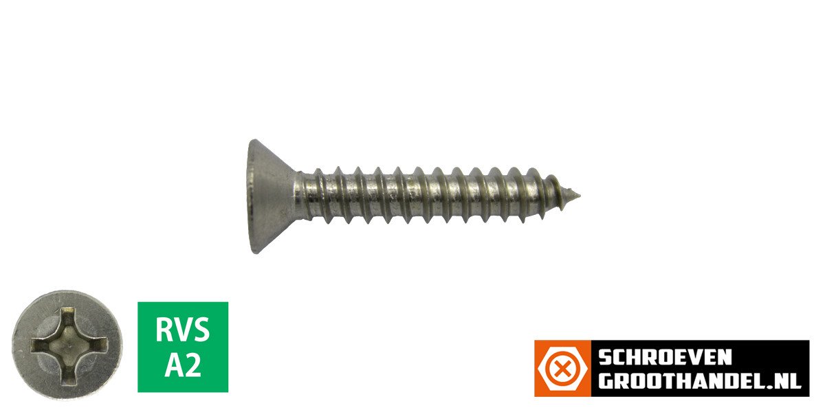 Alternatieve afbeelding voor Blechschrauben Edelstahl A2 3,9x16mm Senkkopf philips DIN7982 200 Stück