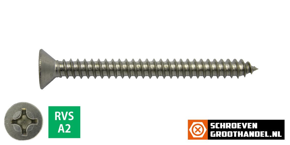 Alternatieve afbeelding voor Blechschrauben Edelstahl A2 4,2x60mm Senkkopf philips DIN7982 200 Stück