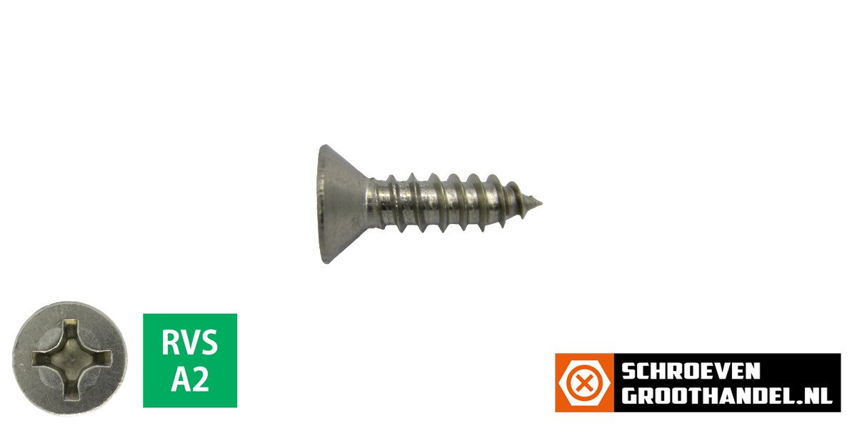 Alternatieve afbeelding voor Blechschrauben Edelstahl A2 4,2x9,5mm Senkkopf philips DIN7982 200 Stück