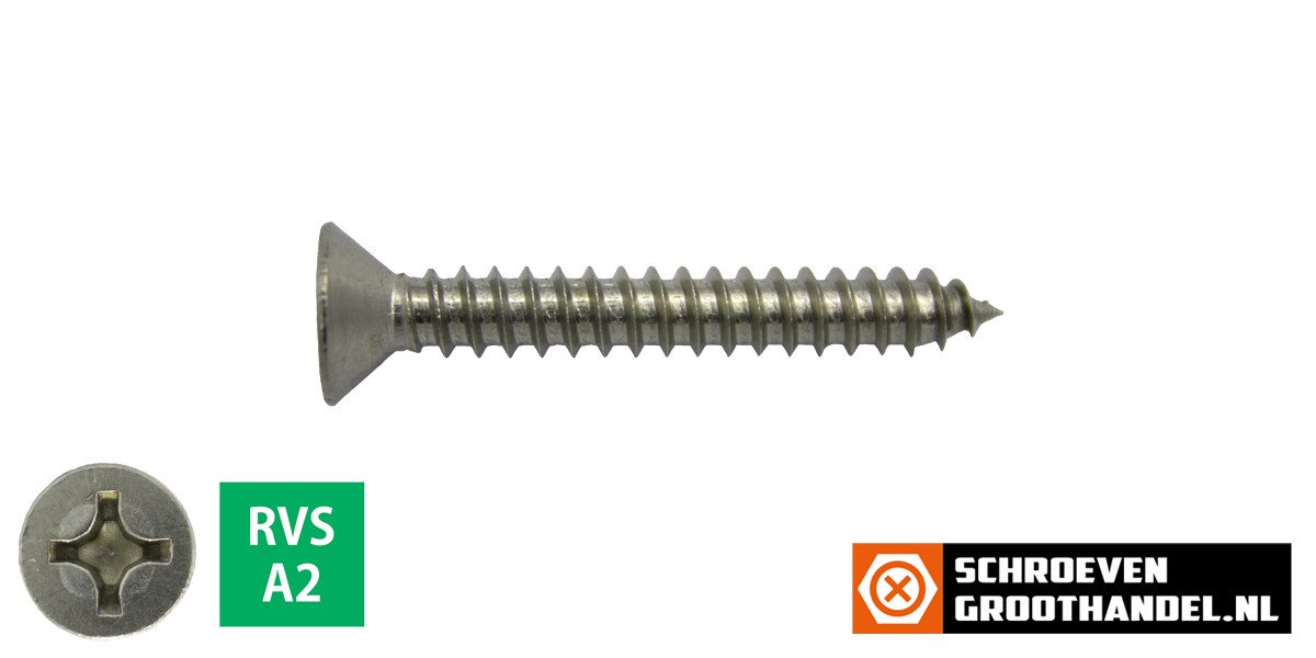 Alternatieve afbeelding voor Blechschrauben Edelstahl A2 4,8x25mm Senkkopf philips DIN7982 200 Stück
