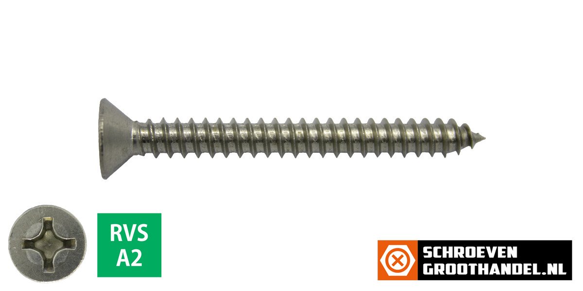 Alternatieve afbeelding voor Blechschrauben Edelstahl A2 4,8x45mm Senkkopf philips DIN7982 200 Stück