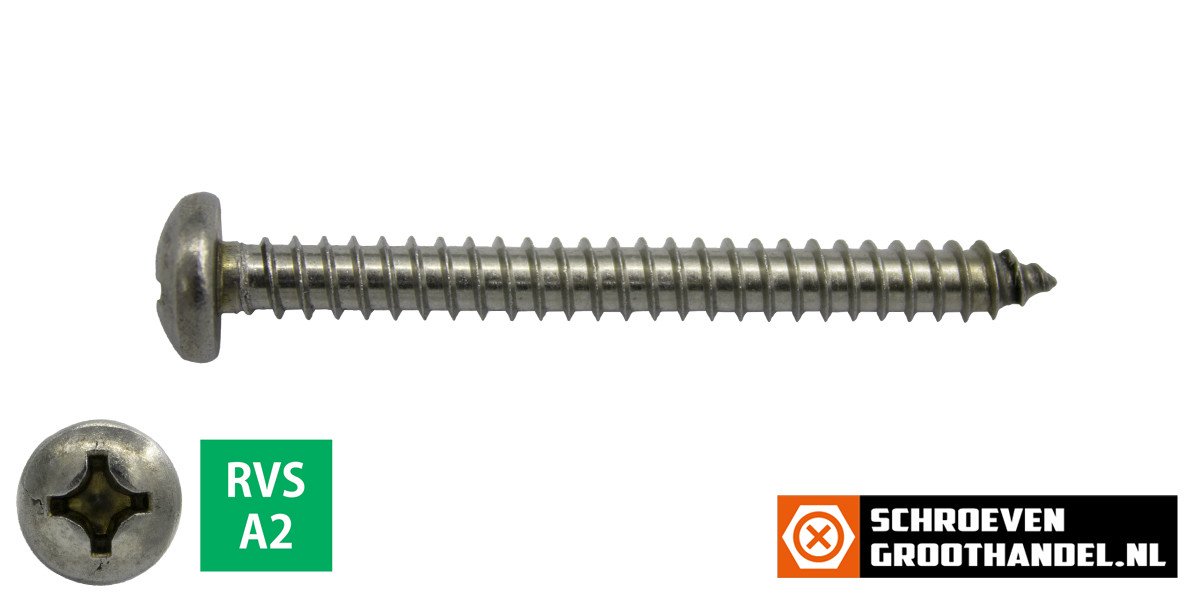Alternatieve afbeelding voor Blechschrauben Edelstahl A2 4,8x60mm Linsenkopf philips DIN7981 200 Stück