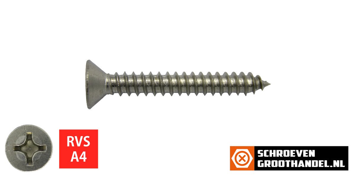 Alternatieve afbeelding voor Blechschrauben Edelstahl A4 4,2x25mm Senkkopf philips DIN7982 200 Stück