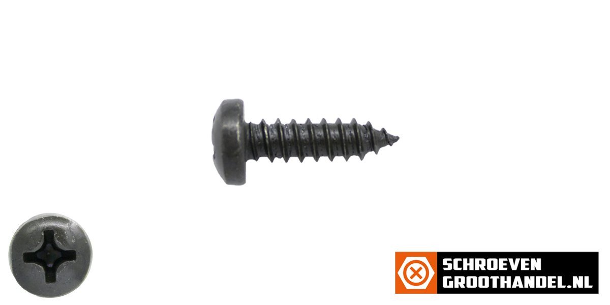 Alternatieve afbeelding voor Blechschrauben Schwarz verzinkt 3,5x9,5mm Linsenkopf philips DIN7981 200 Stück