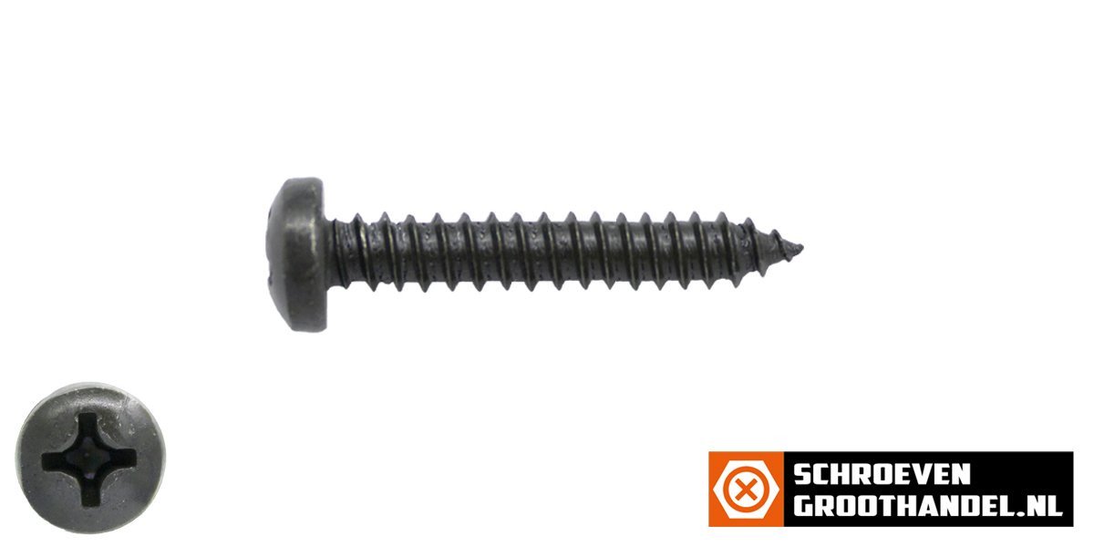Alternatieve afbeelding voor Blechschrauben Schwarz verzinkt 4,2x38mm Linsenkopf philips DIN7981 200 Stück