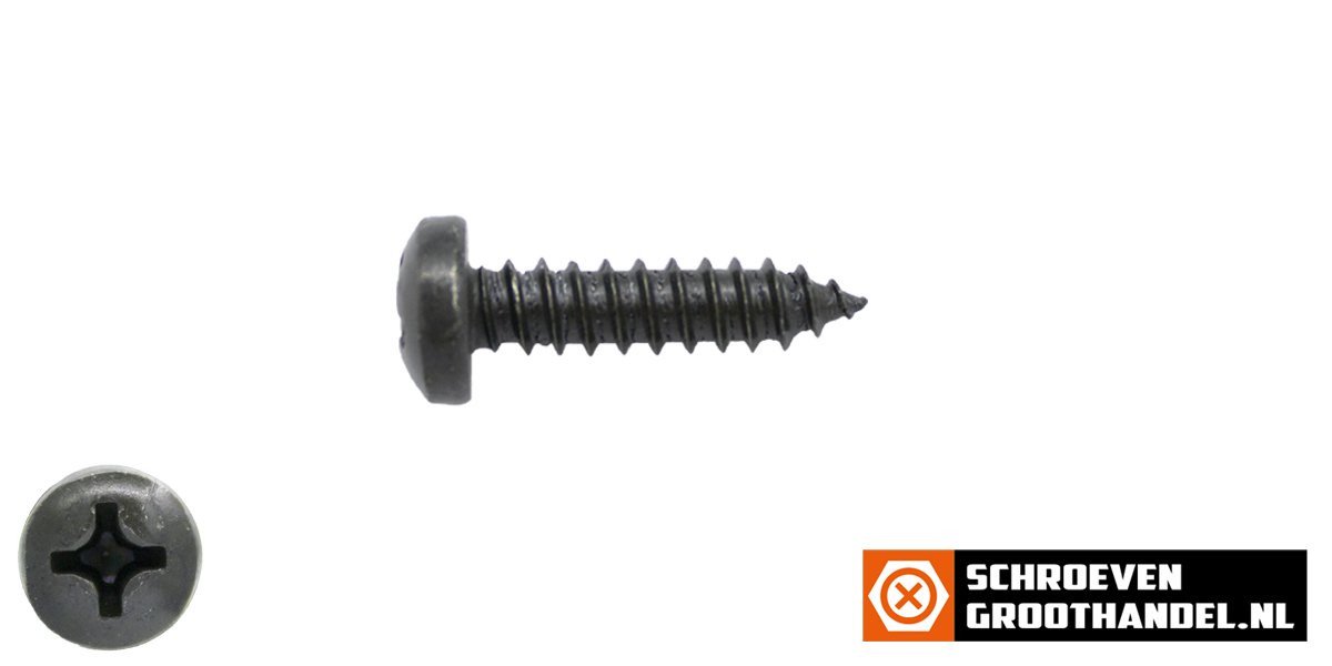 Alternatieve afbeelding voor Blechschrauben Schwarz verzinkt 4,8x22mm Linsenkopf philips DIN7981 200 Stück