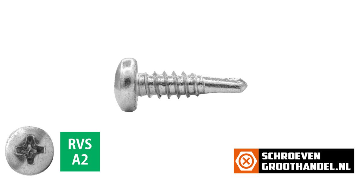 Alternatieve afbeelding voor Bohrschrauben Edelstahl A2 4,2x19mm Linsenkopf philips DIN7504-N 200 Stück