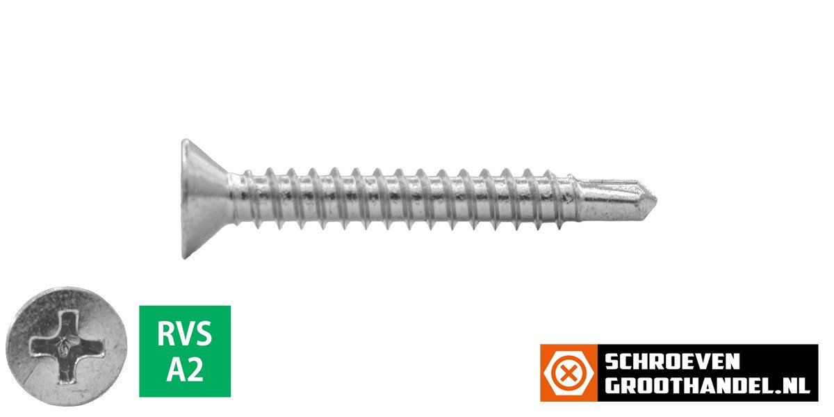 Alternatieve afbeelding voor Bohrschrauben Edelstahl A2 4,8x32mm Senkkopf philips DIN7504-P 200 Stück