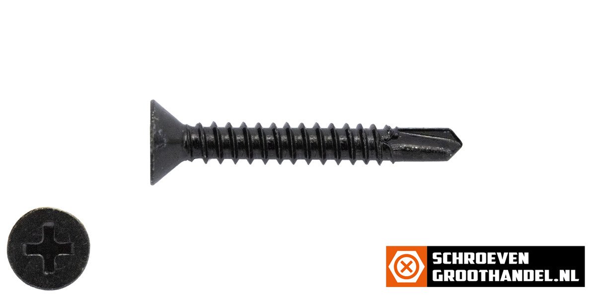 Alternatieve afbeelding voor Bohrschrauben Schwarz verzinkt 3,9x25mm Senkkopf philips DIN7504-P 200 Stück