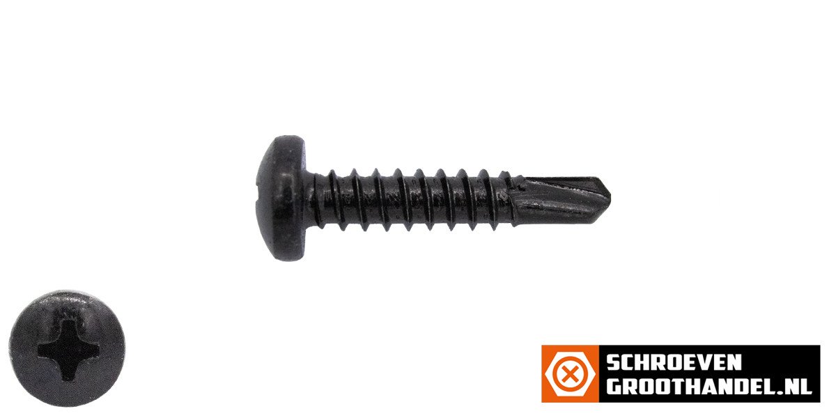 Alternatieve afbeelding voor Bohrschrauben Schwarz verzinkt 4,8x25mm Linsenkopf philips DIN7504-P 200 Stück