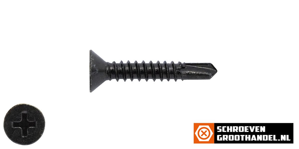 Alternatieve afbeelding voor Bohrschrauben Schwarz verzinkt 4,8x25mm Senkkopf philips DIN7504-P 200 Stück