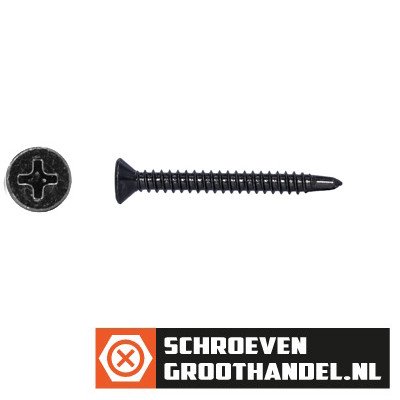 Alternatieve afbeelding voor Boorschroeven zwart verzinkt 4,2x38mm platkop philips DIN 7504-P 200 stuks