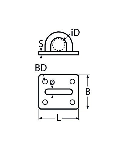 Alternatieve afbeelding voor Decksplatte eckig 50x40mm Edelstahl A2 1 Stück