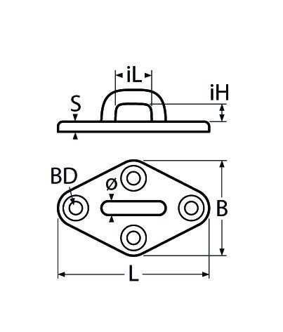 Alternatieve afbeelding voor Decksplatte mit raute Grundplatte  100mm Edelstahl A4 1 Stück