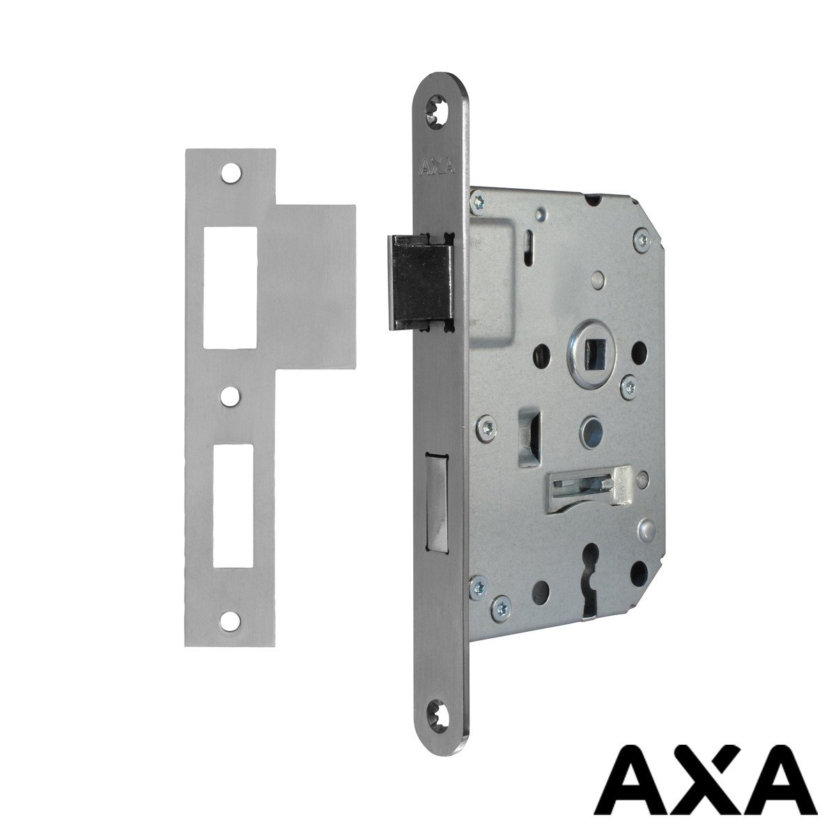 Alternatieve afbeelding voor Doppelschloß 55mm Frontplatte Edelstahl inkl. Scließplatte AXA