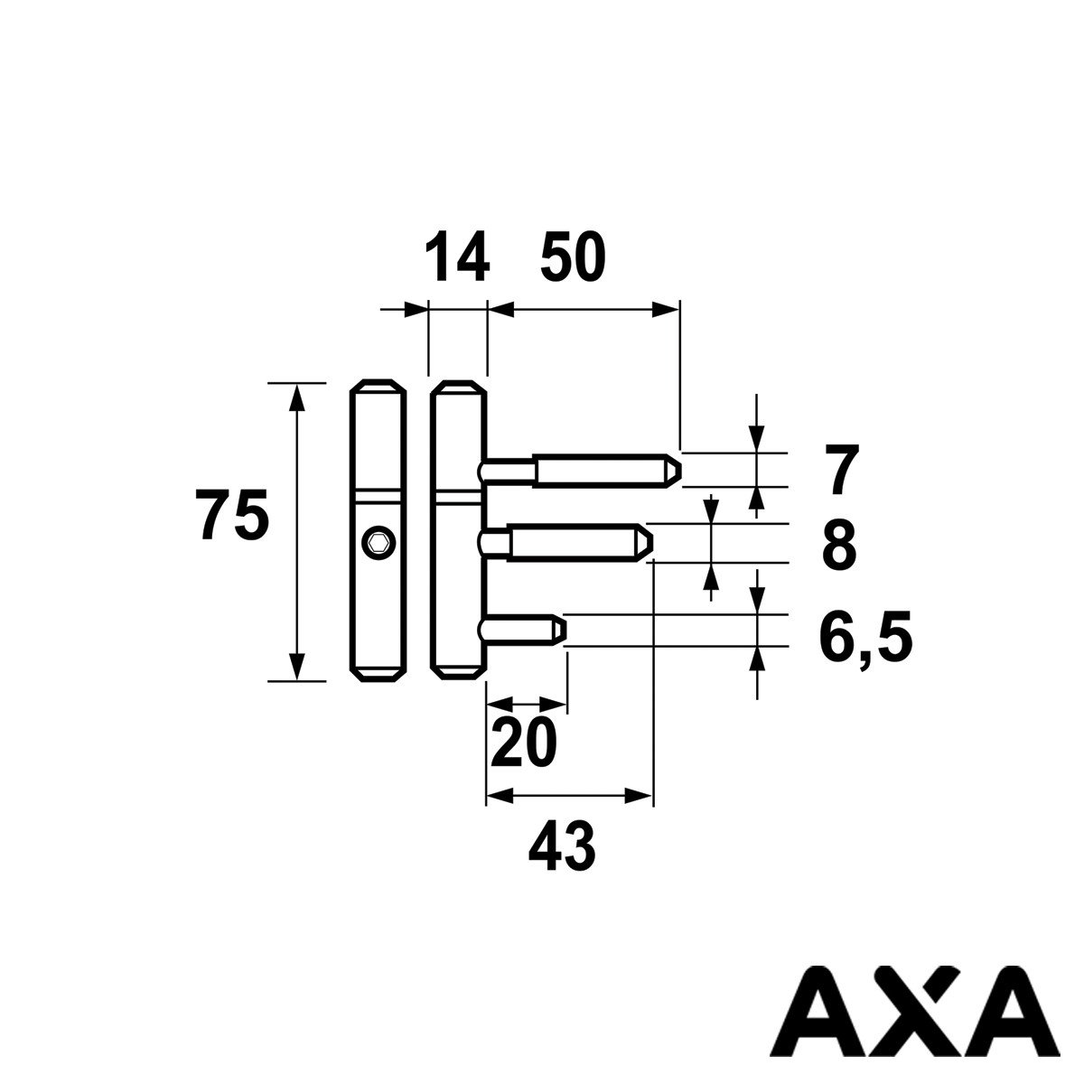 Alternatieve afbeelding voor Einbohrband scharnier verzinkt 14mm für Holzfenster 2 Stück Stahl AXA
