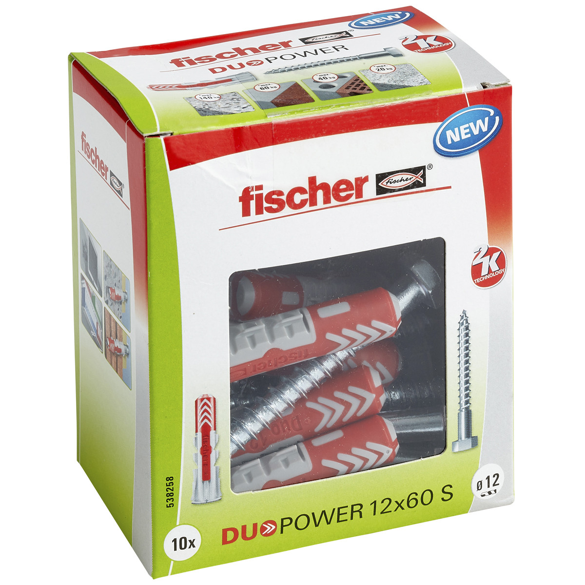 Alternatieve afbeelding voor fischer Duopower Dübel 12x60 S mit Schlüsselschrauben 10 Stück