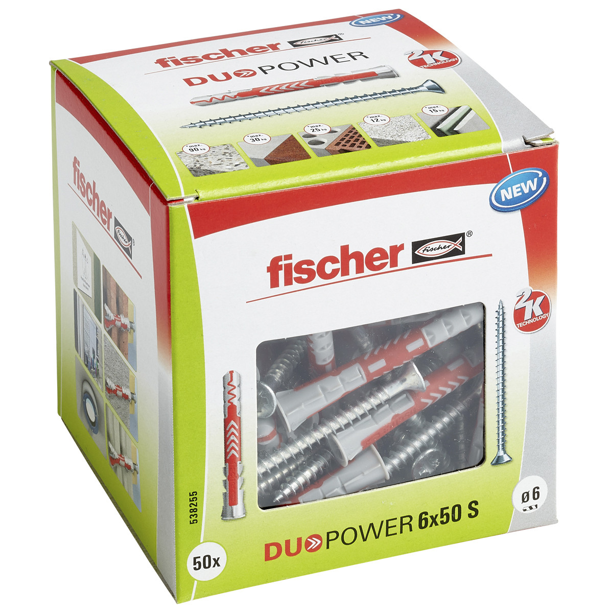 Alternatieve afbeelding voor fischer Duopower Dübel 6x50mm mit Schrauben 50 Stück