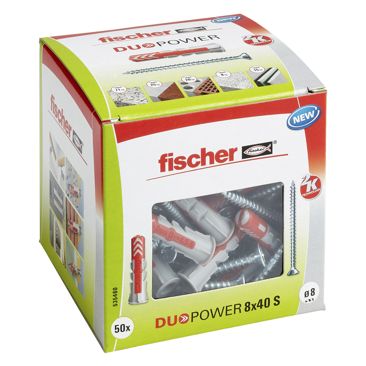 Alternatieve afbeelding voor fischer Duopower Dübel 8x40 S mit Schrauben 50 Stück