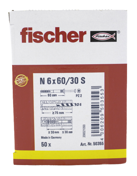 Alternatieve afbeelding voor fischer Nageldübel N 6x60/30 S 50 Stück