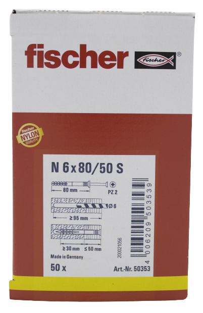 Alternatieve afbeelding voor fischer Nageldübel N 6x80/50 S 50 Stück
