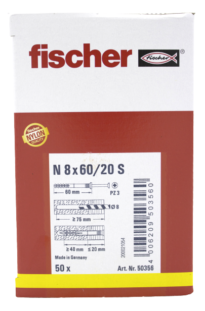 Alternatieve afbeelding voor fischer Nageldübel N 8x60/20 S 50 Stück