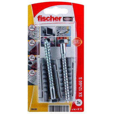 Alternatieve afbeelding voor fischer Dübel SX 12x60 S mit Schlüsselschrauben 8x80mm 3 Stück