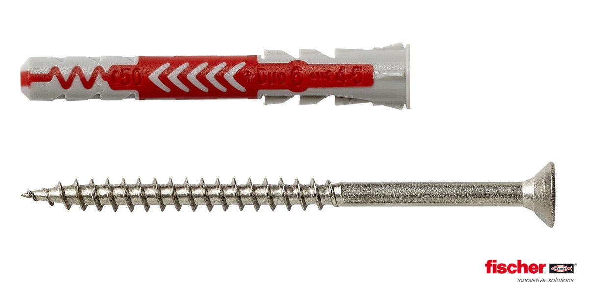Alternatieve afbeelding voor fischer Duopower Dübel 6x50 S A2 mit Edelstahl A2 Schrauben 4 Stück