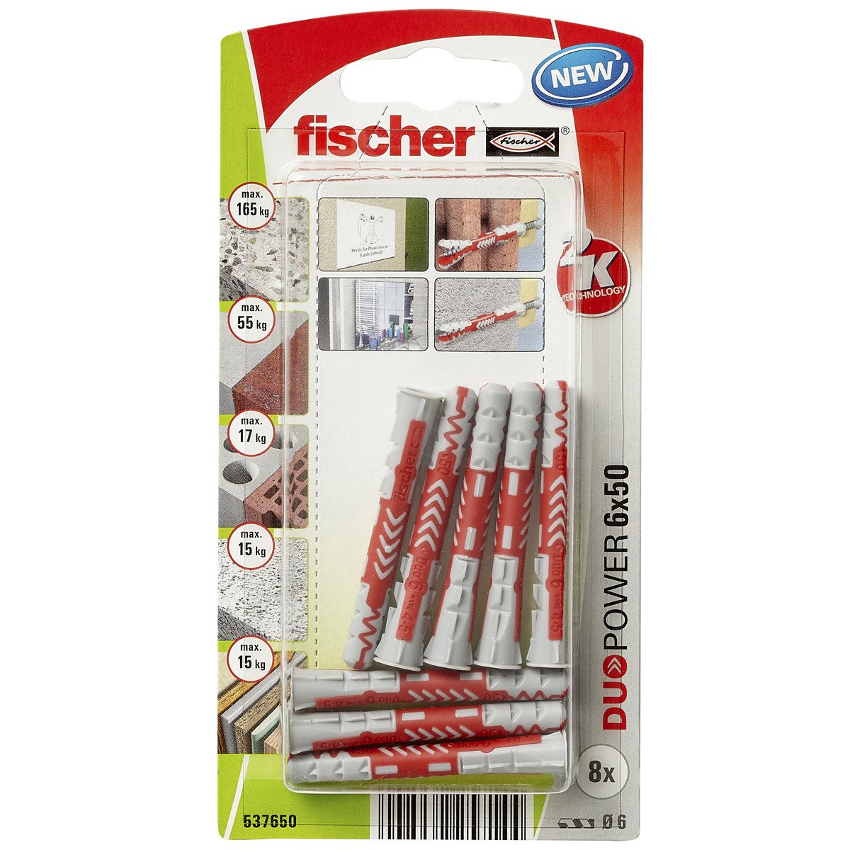 Alternatieve afbeelding voor fischer Duopower Dübel 6x50mm 8 Stück