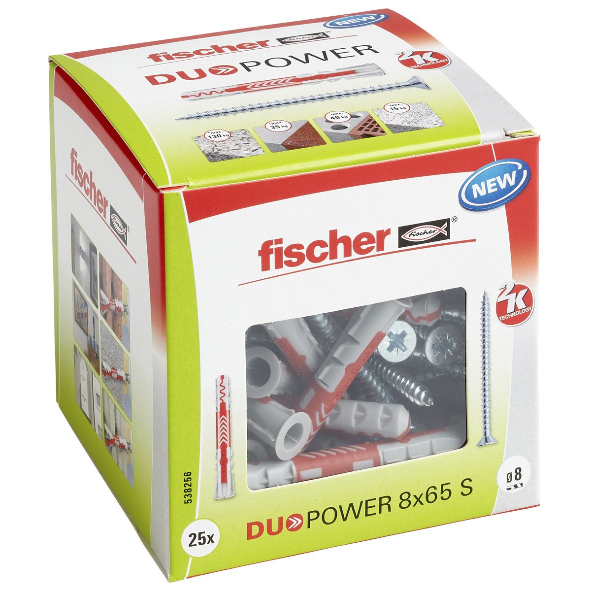 Alternatieve afbeelding voor fischer Duopower Dübel 8x65 S mit Schrauben 25 Stück