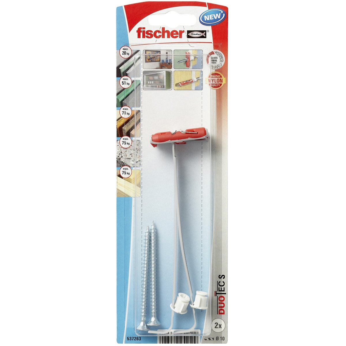 Alternatieve afbeelding voor fischer DuoTec 10 S Hohlraumdübel 10mm mit Schrauben 2 Stück