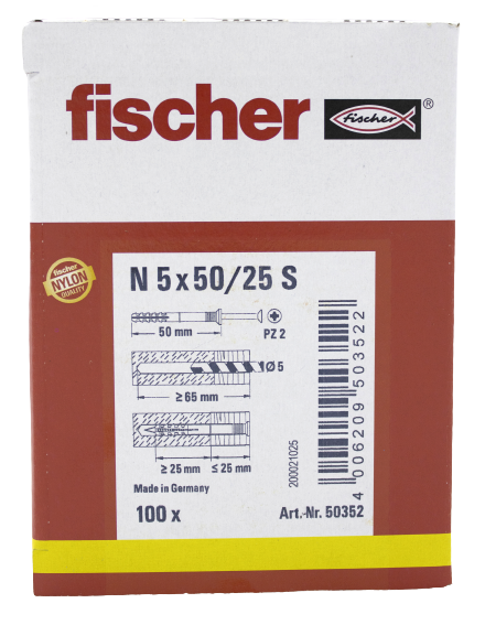 Alternatieve afbeelding voor fischer Nageldübel N 5x50/25 S 100 Stück