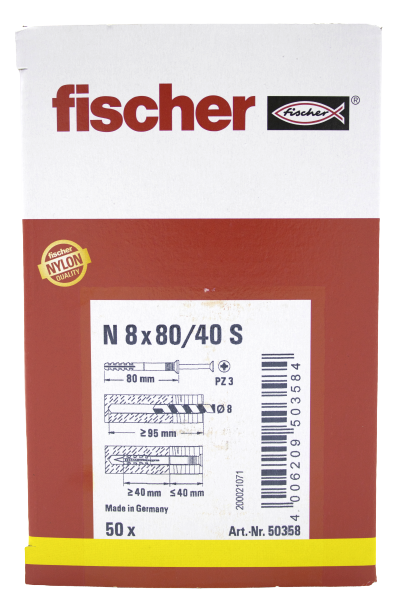 Alternatieve afbeelding voor fischer Nageldübel N 8x80/40 S 50 Stück