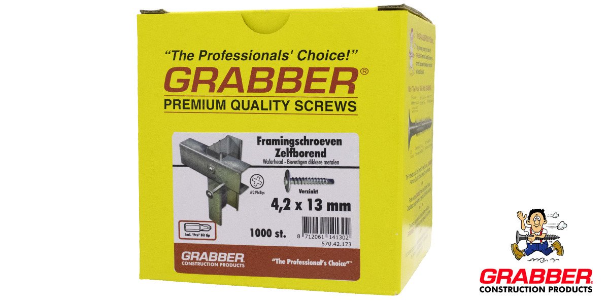 Alternatieve afbeelding voor Grabber Framingschrauben 4,2x13mm verzinkt mit Bohrspitze PH2 1000 Stück