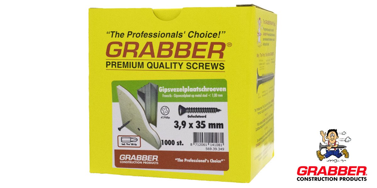 Alternatieve afbeelding voor Grabber Gipsfasersplattenschrauben 3,9x35mm phosphatiert PH2 1000 Stück