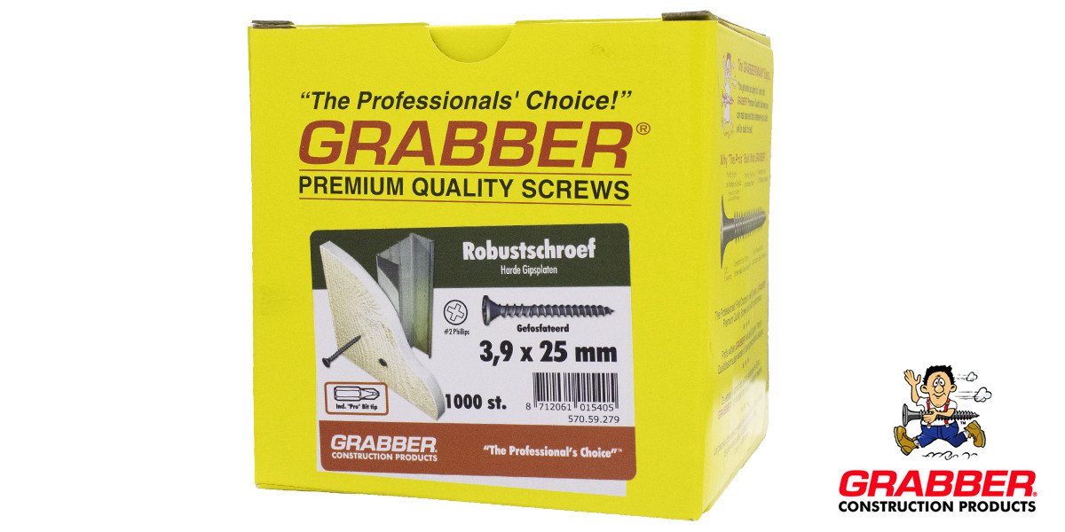 Alternatieve afbeelding voor Grabber Robust Schnellbauschrauben 3,9x25mm phosphatiert PH2 1000 Stück