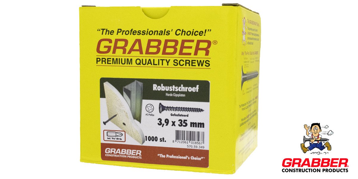 Alternatieve afbeelding voor Grabber Robust Schnellbauschrauben 3,9x35mm phosphatiert PH2 1000 Stück