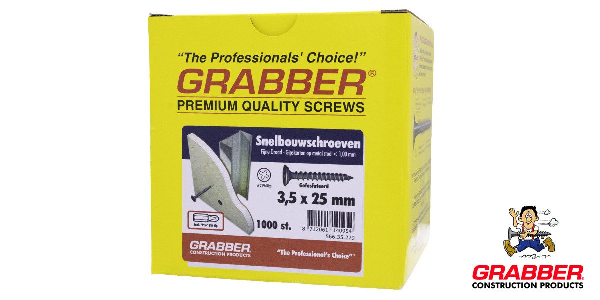 Alternatieve afbeelding voor Grabber Schnellbauschrauben 3,5x25mm phosphatiert Feingewinde PH2 1000 Stück