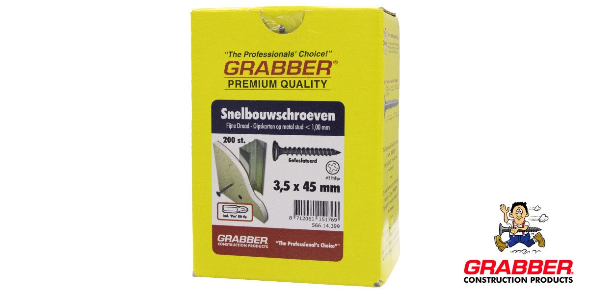 Alternatieve afbeelding voor Grabber Schnellbauschrauben 3,5x45mm phosphatiert Feingewinde PH2 200 Stück